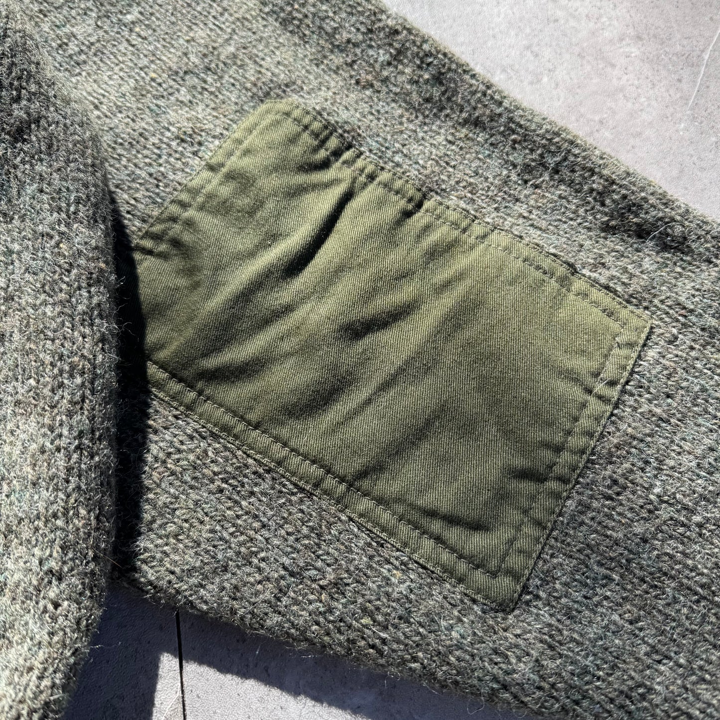 90s Cabela's Made in USA Wool Henley Neck Elbow Patch Knit