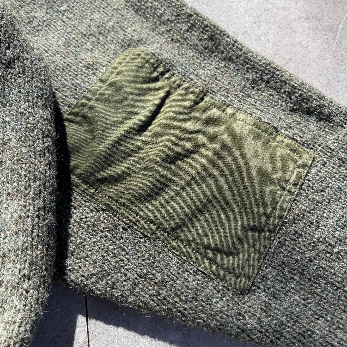 90s Cabela's Made in USA Wool Henley Neck Elbow Patch Knit KiiChain Clothing