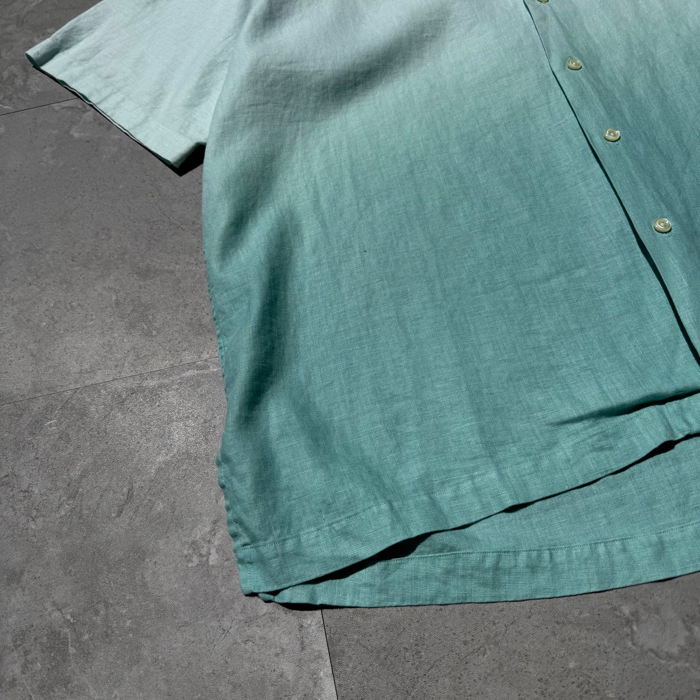 90s-00s Ralph Lauren Adams 100% Linen Tye-Dye Dip Open Collar Shirt KiiChain Clothing