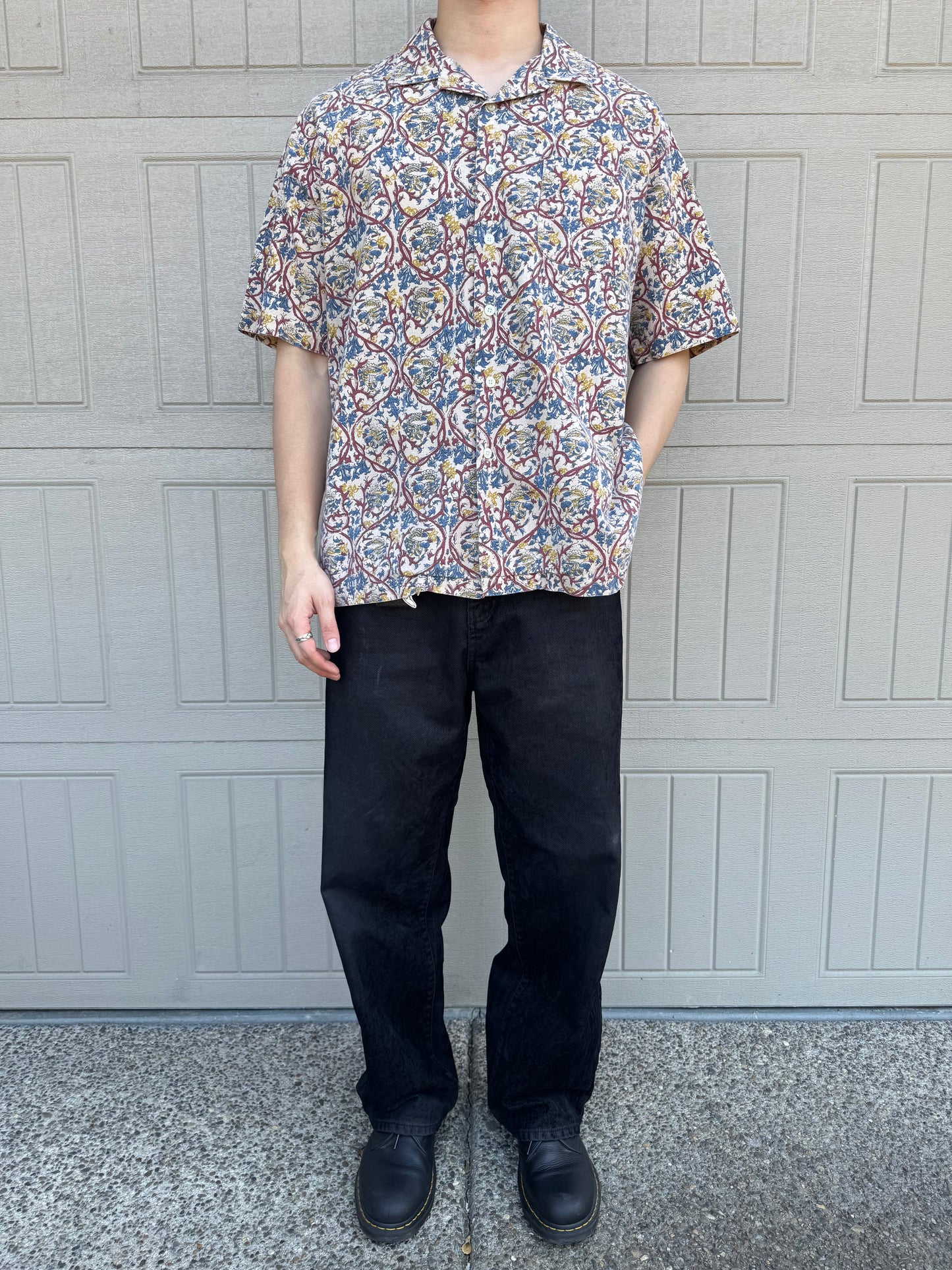 00s Polo by Ralph Lauren Caldwell Beige Paisley Open Collar Shirt XL
