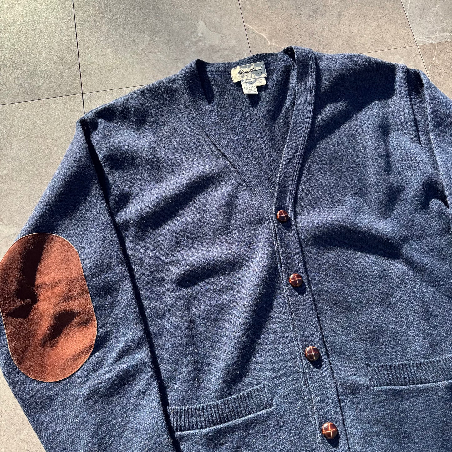 90s-00s Eddie Bauer Wool Made in USA Elbow Patch Cardigan