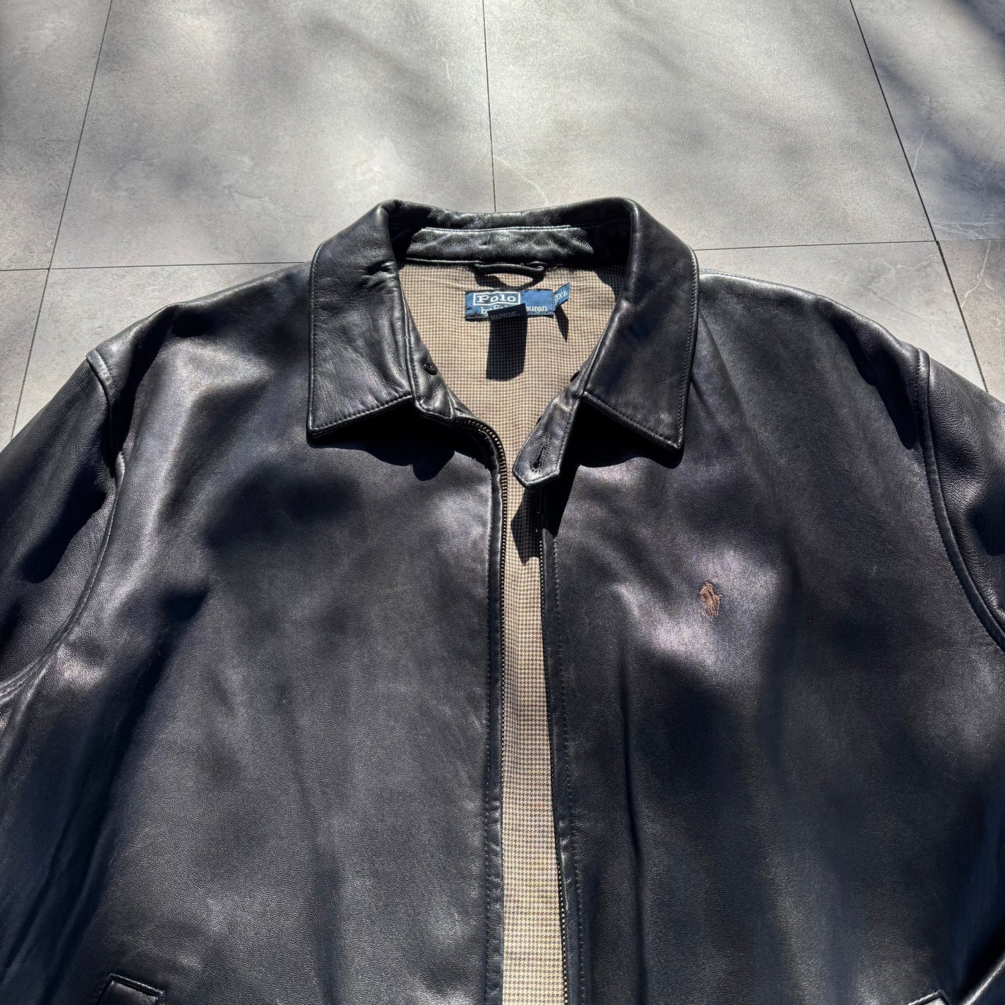 90s-00s Polo by Ralph Lauren Black Leather Jacket KiiChain Clothing