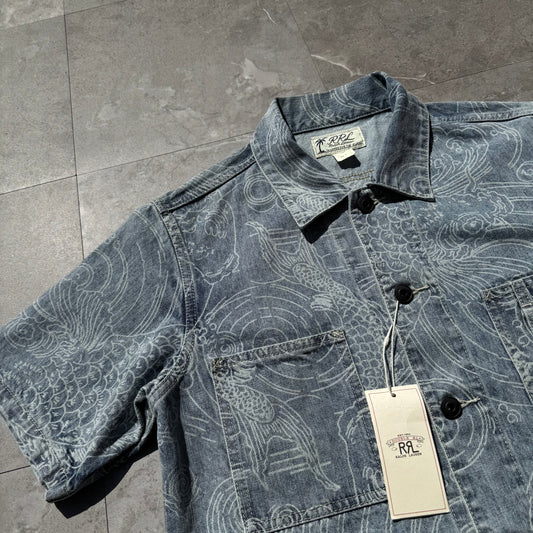 00s Ralph Lauren RRL Denim Paisley Quad Pocket Short Sleeve Shirt KiiChain Clothing