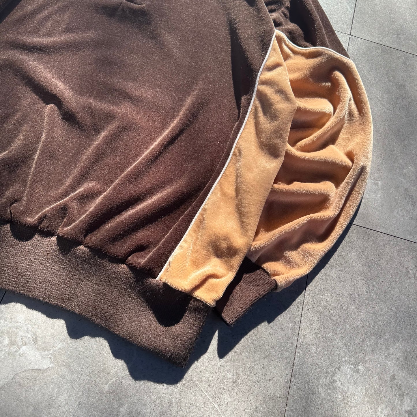 70s Sears SportsWear Two Tone Velour Long Sleeve Polo