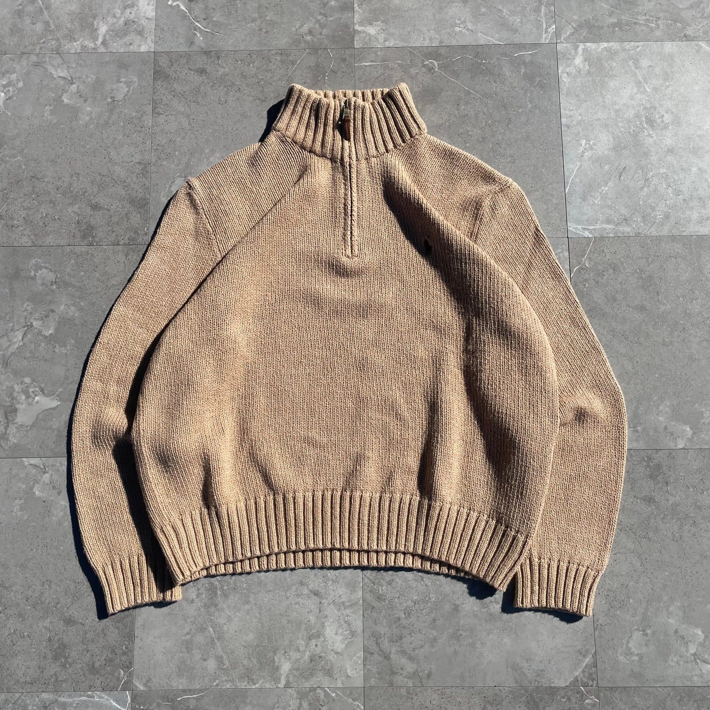 90s Ralph Lauren “Exclusive of Decoration” Brown Half-Zip Knit Pullover KiiChain Clothing