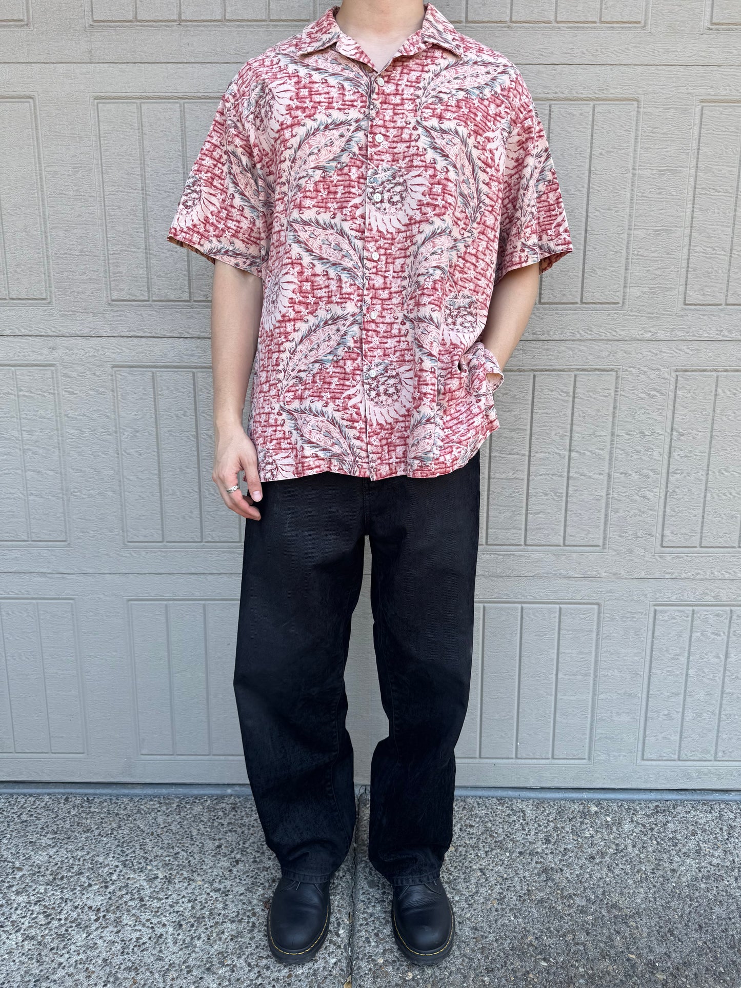 00s Polo by Ralph Lauren Vintage Camp Red Leaf Open Collar Shirt XL