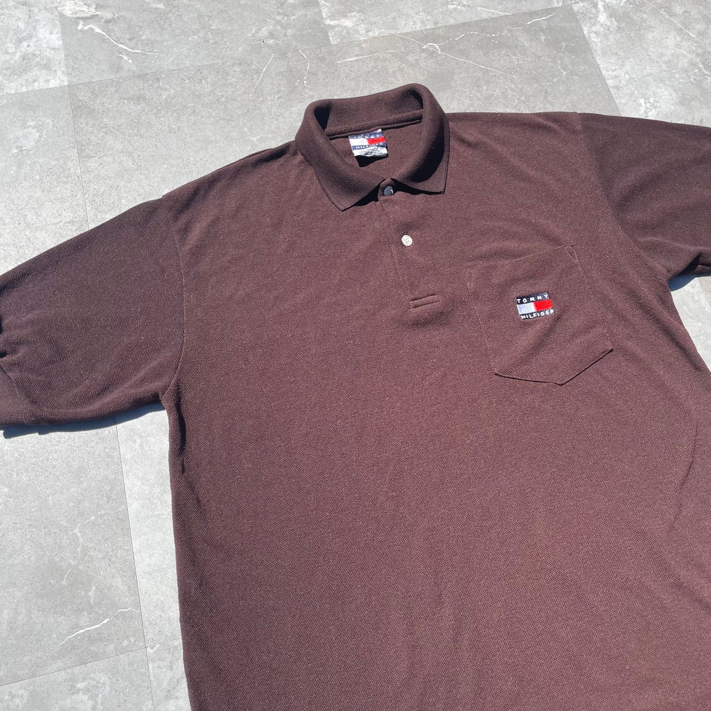 90s Tommy Hilfiger Brown Polo Shirt KiiChain Clothing