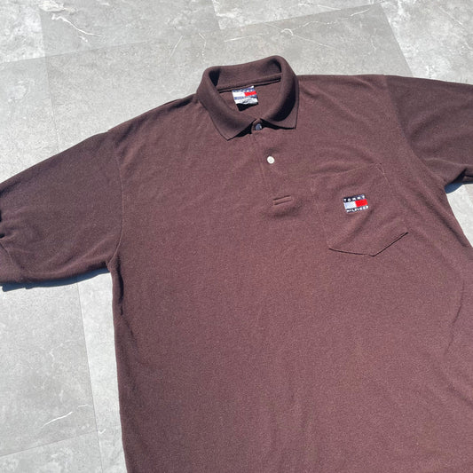 90s Tommy Hilfiger Brown Polo Shirt KiiChain Clothing