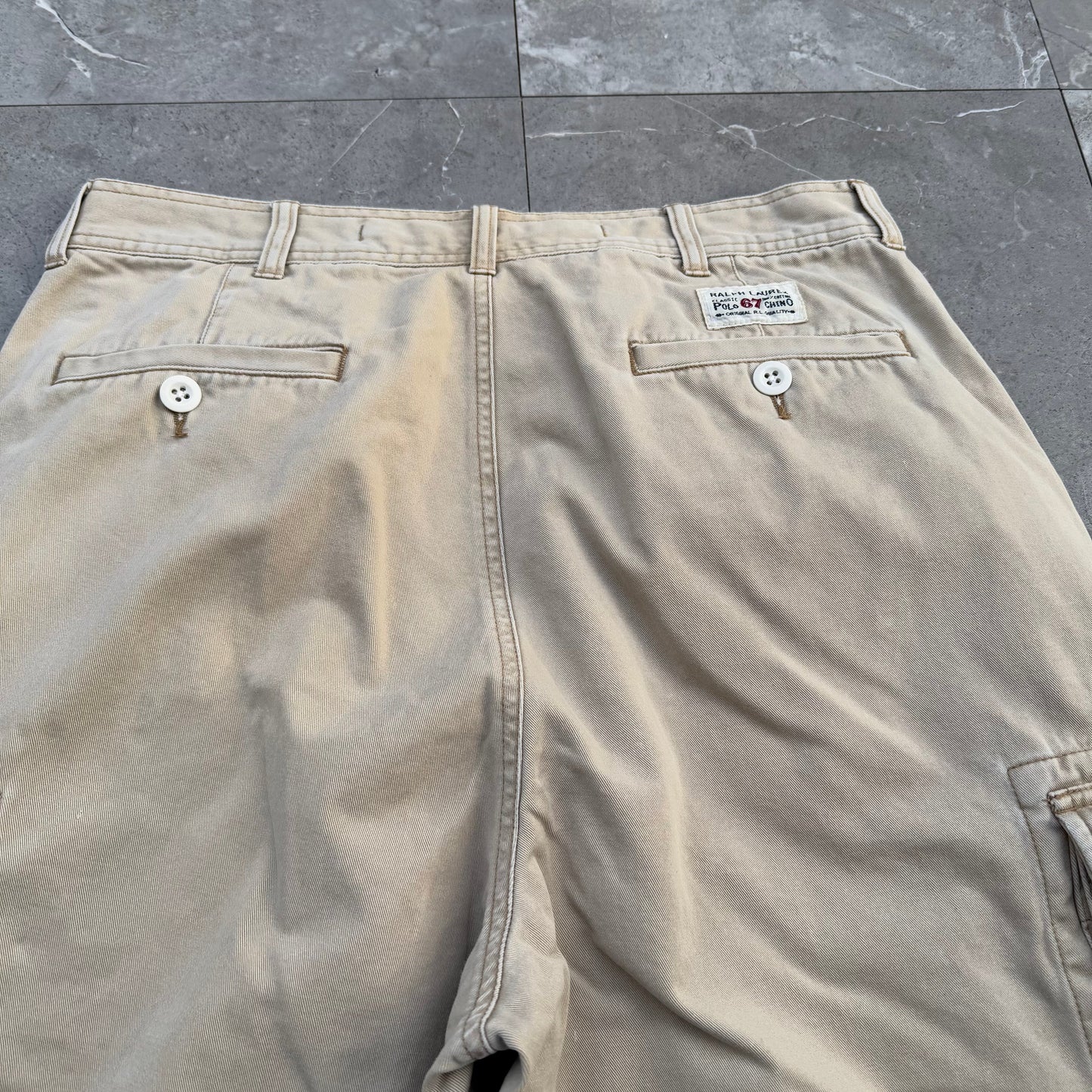 90s-00s Polo by Ralph Lauren Polo Chino Cream Cargo Pants 34x30 KiiChain Clothing