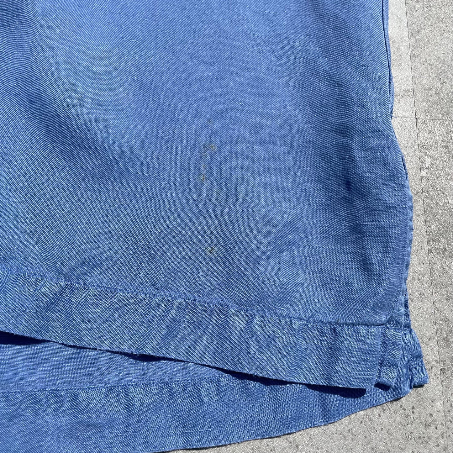 90s Ralph Lauren Caldwell Silk Linen Blue Hawaiian Shirt KiiChain Clothing