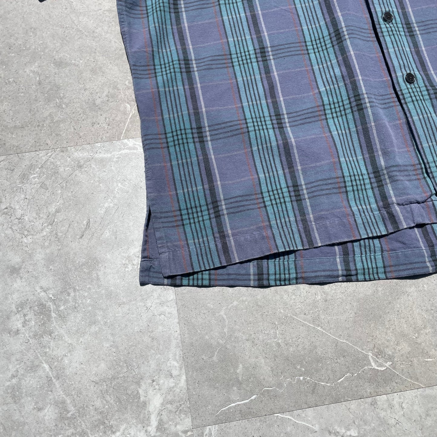 90s Ralph Lauren Caldwell Blue Checkered Hawaiian Shirt KiiChain Clothing