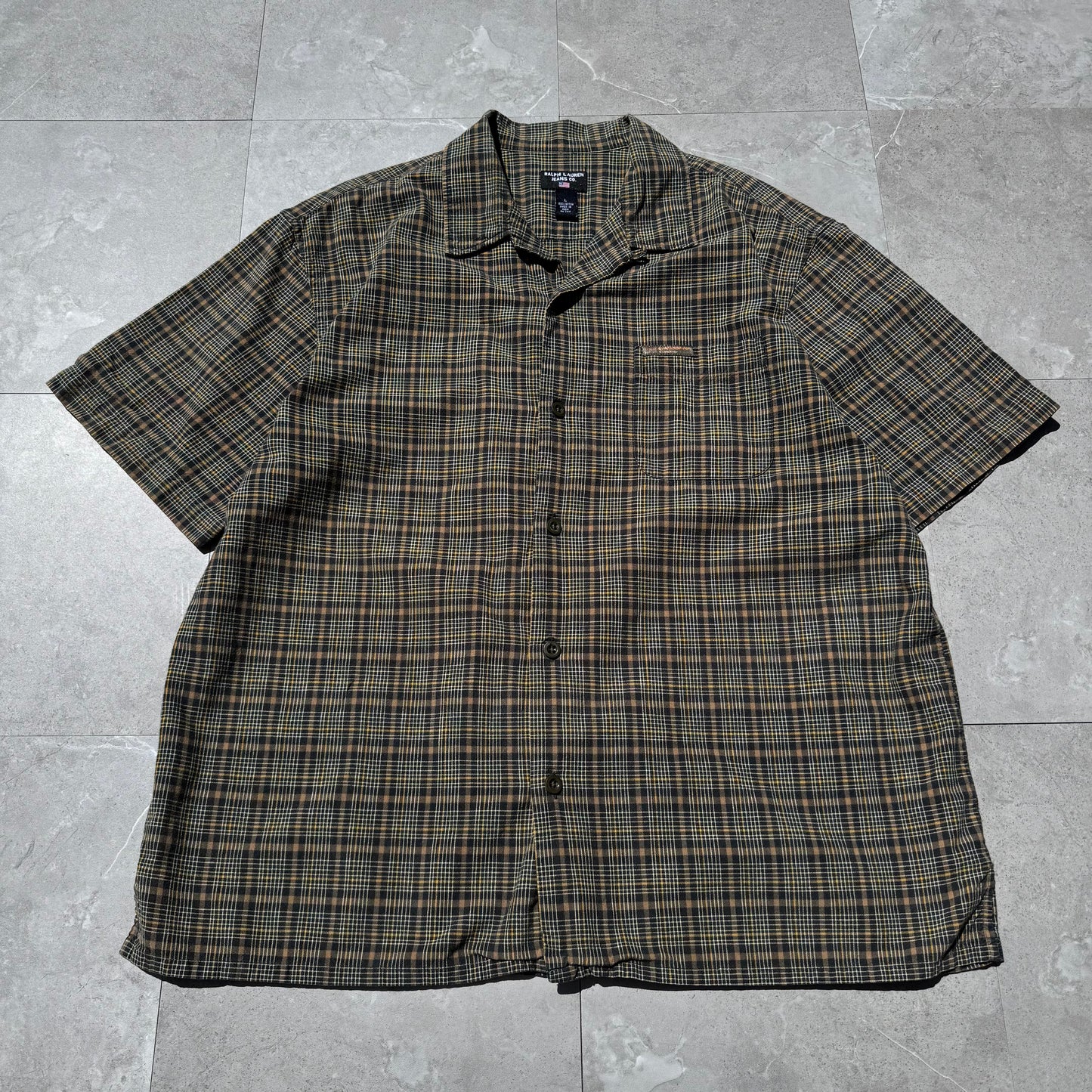90s-00s Ralph Lauren Jeans Co Checkered Cotton Open Collar Shirt KiiChain Clothing
