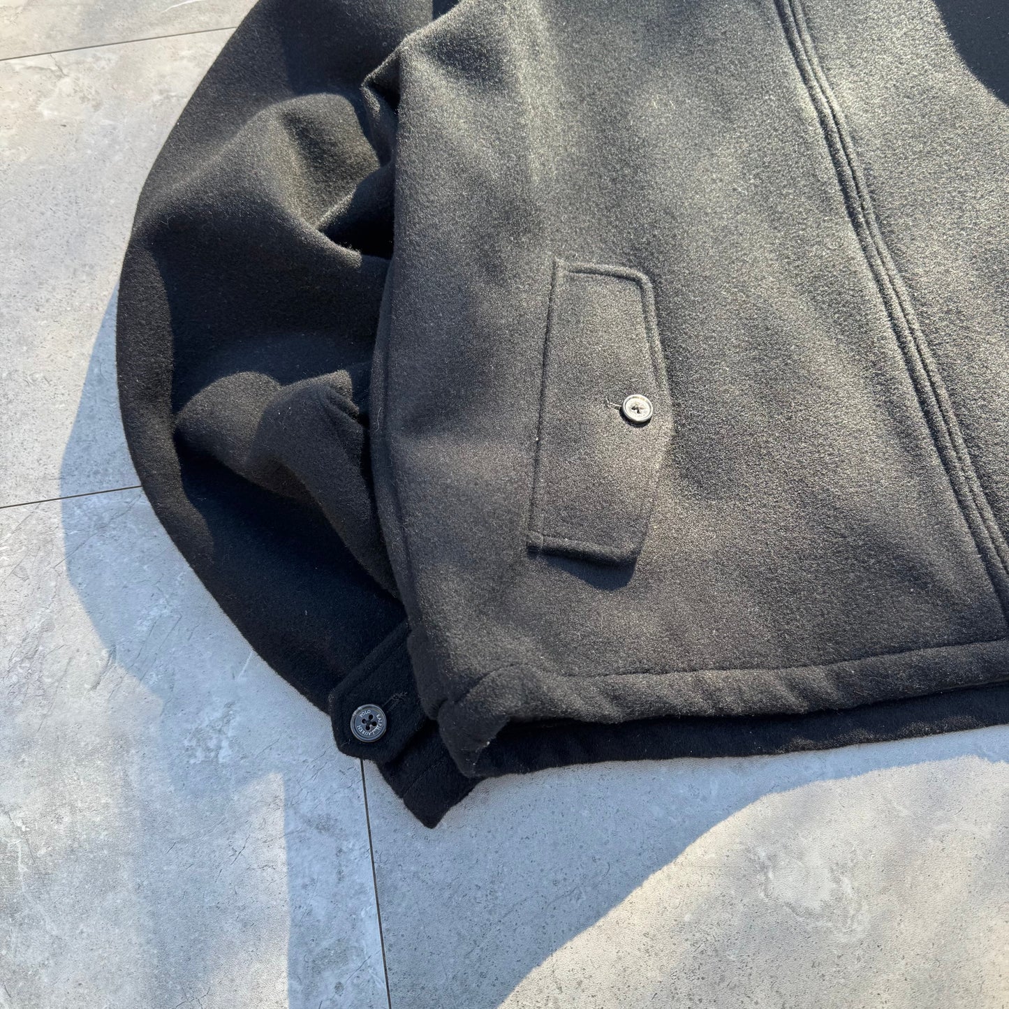 90s-00s Polo by Ralph Lauren Black Wool Harrington Jacket KiiChain Clothing
