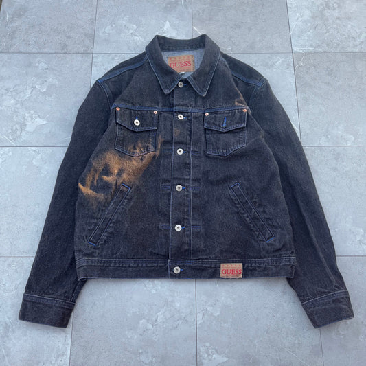 90s Guess Made in USA Black Denim Jacket KiiChain Clothing