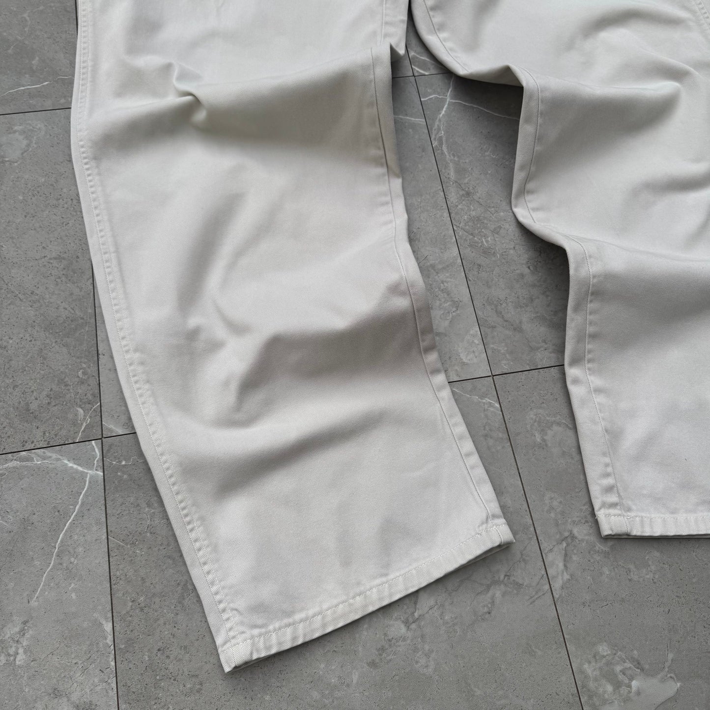 80s-90s Polo by Ralph Lauren Made in USA Cream/White Pleated Chino Pants 34x32 KiiChain Clothing