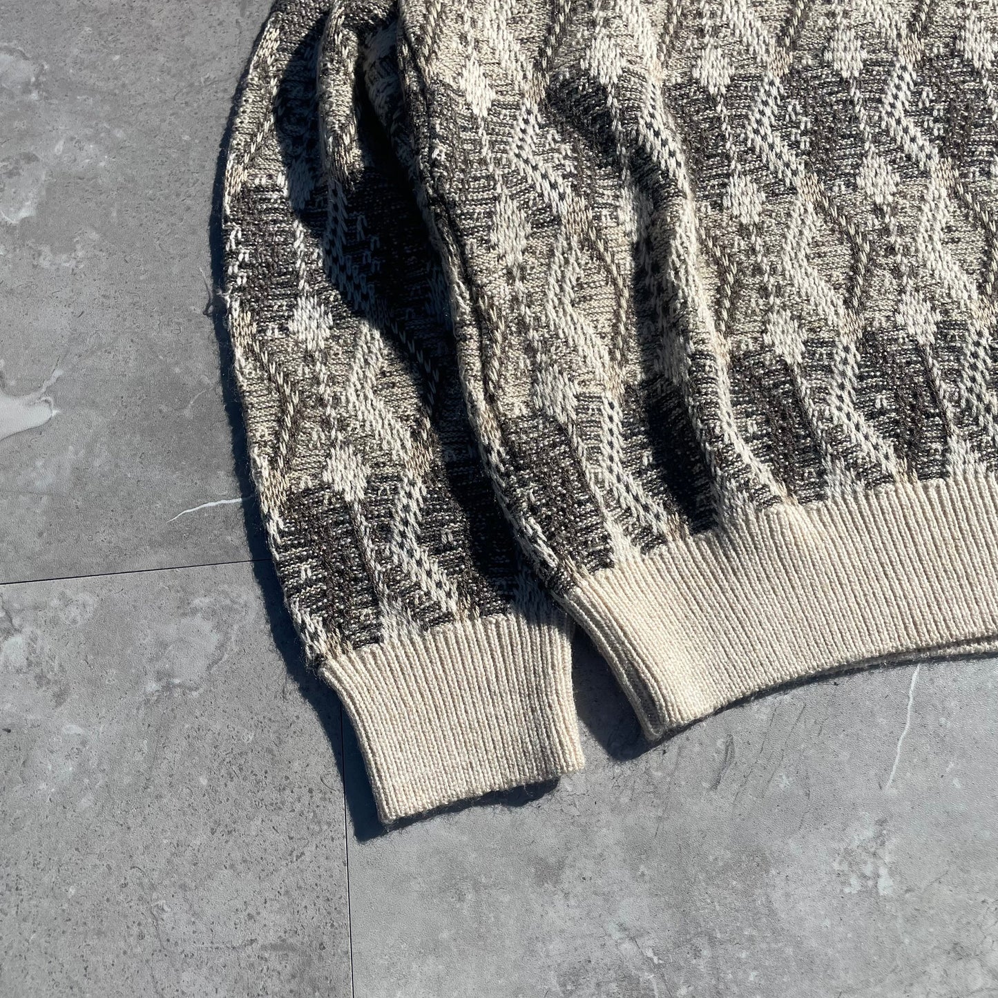 90s-00s Jantzen Acrylic Cream/Brown Design Knit KiiChain Clothing