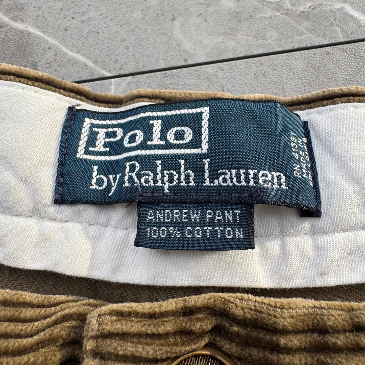 90s-00s Polo by Ralph Lauren Brown Corduroy Andrew Pants 38x30