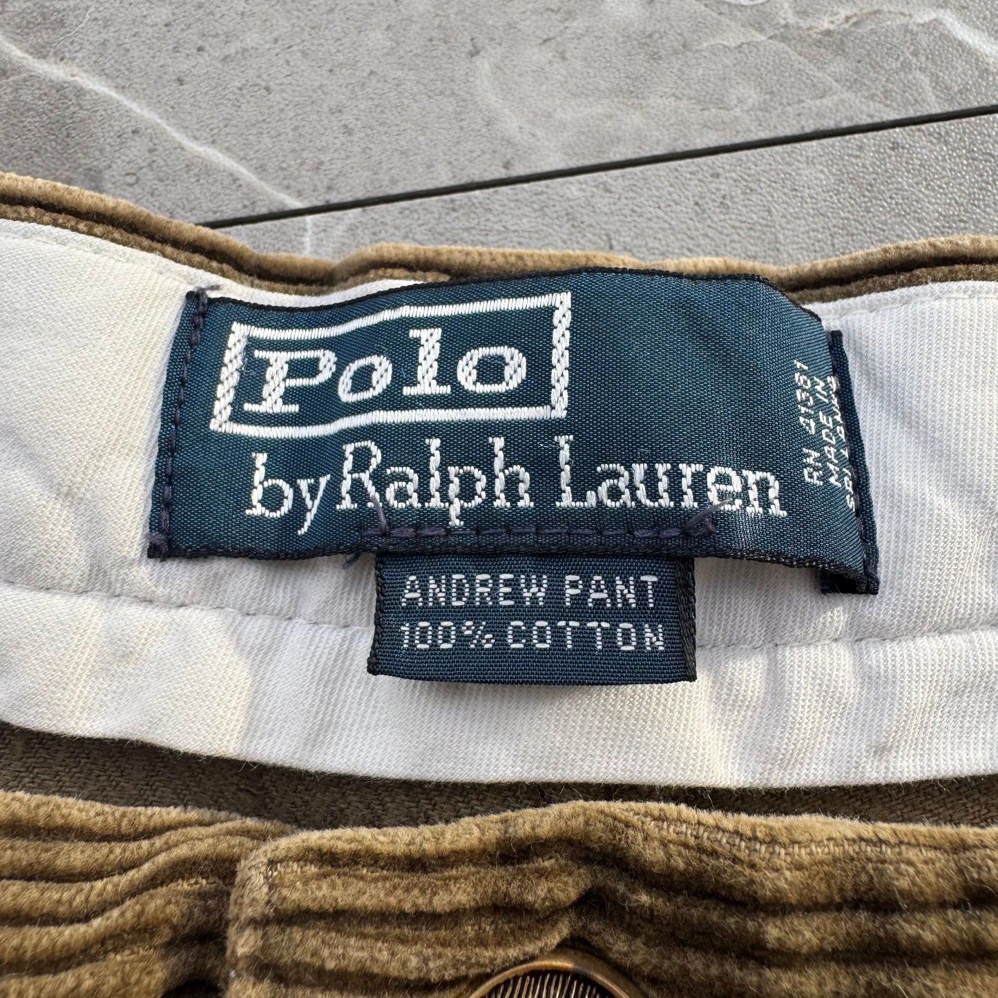 90s-00s Polo by Ralph Lauren Brown Corduroy Andrew Pants 38x30 KiiChain Clothing