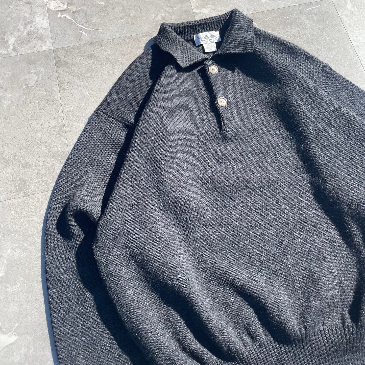 70s-80s Tricots St. Raphael Pure Wool Elbow Patch Knitted Polo KiiChain Clothing
