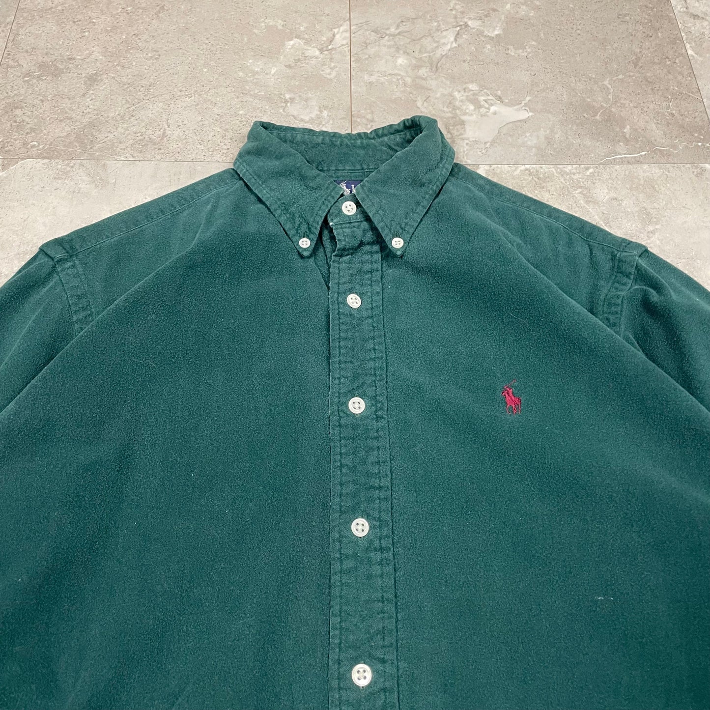 90s Ralph Lauren Green Chamois Shirt KiiChain Clothing