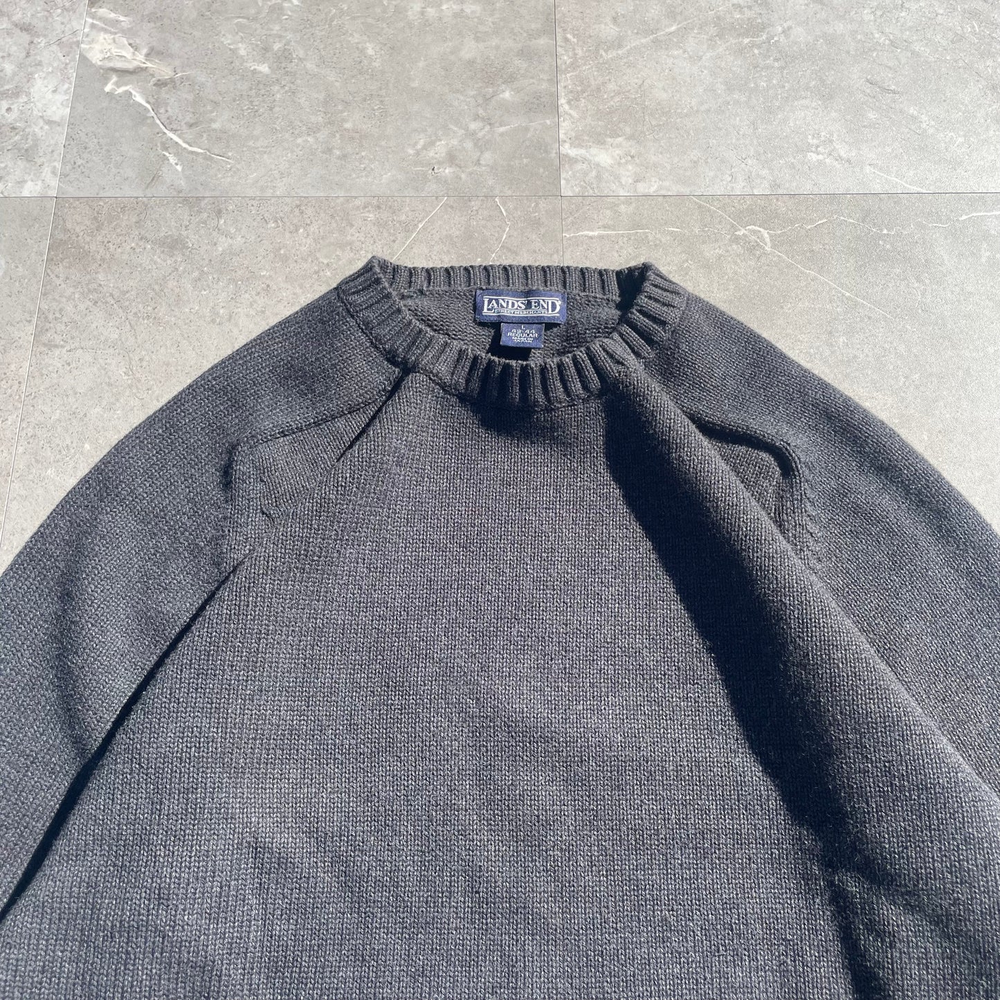 90s Lands' End Made in Japan Plain Dark Gray Knit KiiChain Clothing