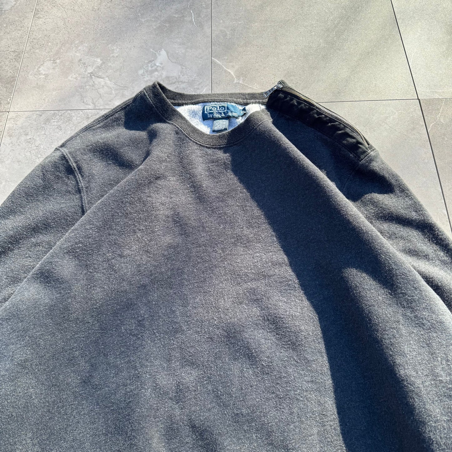 90s Polo by Ralph Lauren Dark Gray Shoulder Zip Sweatshirt