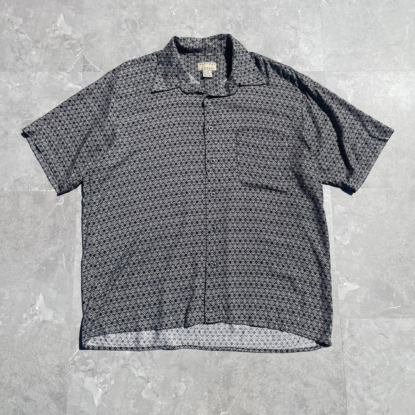 90s Natural Issue Black Pattern Short Sleeve Shirt KiiChain Clothing