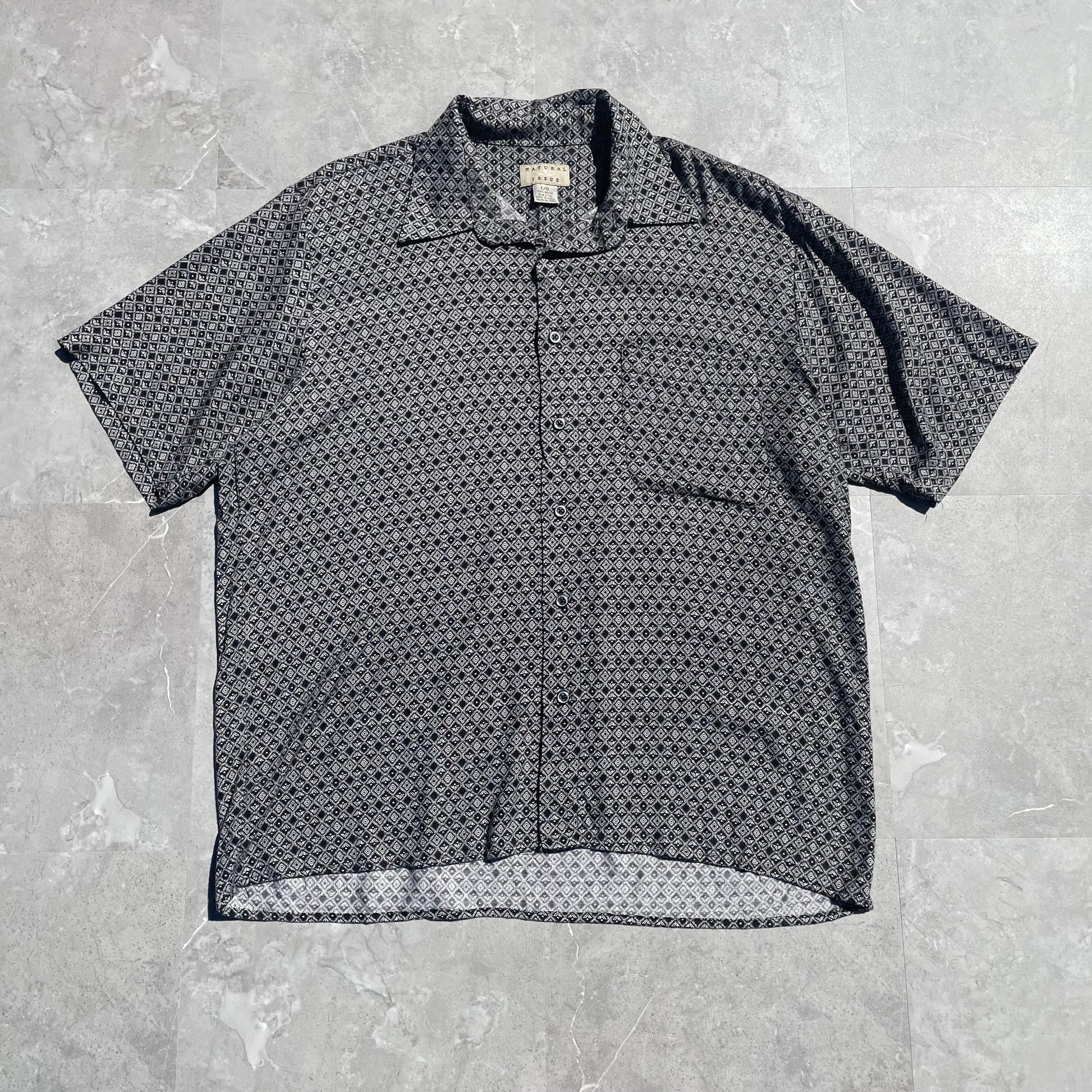 90s Natural Issue Black Pattern Short Sleeve Shirt KiiChain Clothing