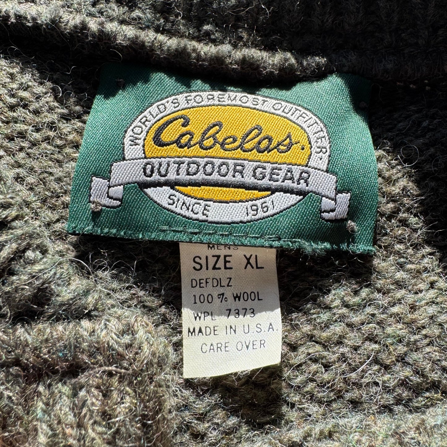 90s Cabela's Made in USA Wool Henley Neck Elbow Patch Knit