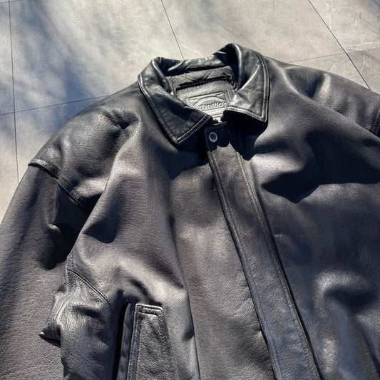 90s-00s St. John's Bay Black Leather Jacket KiiChain Clothing