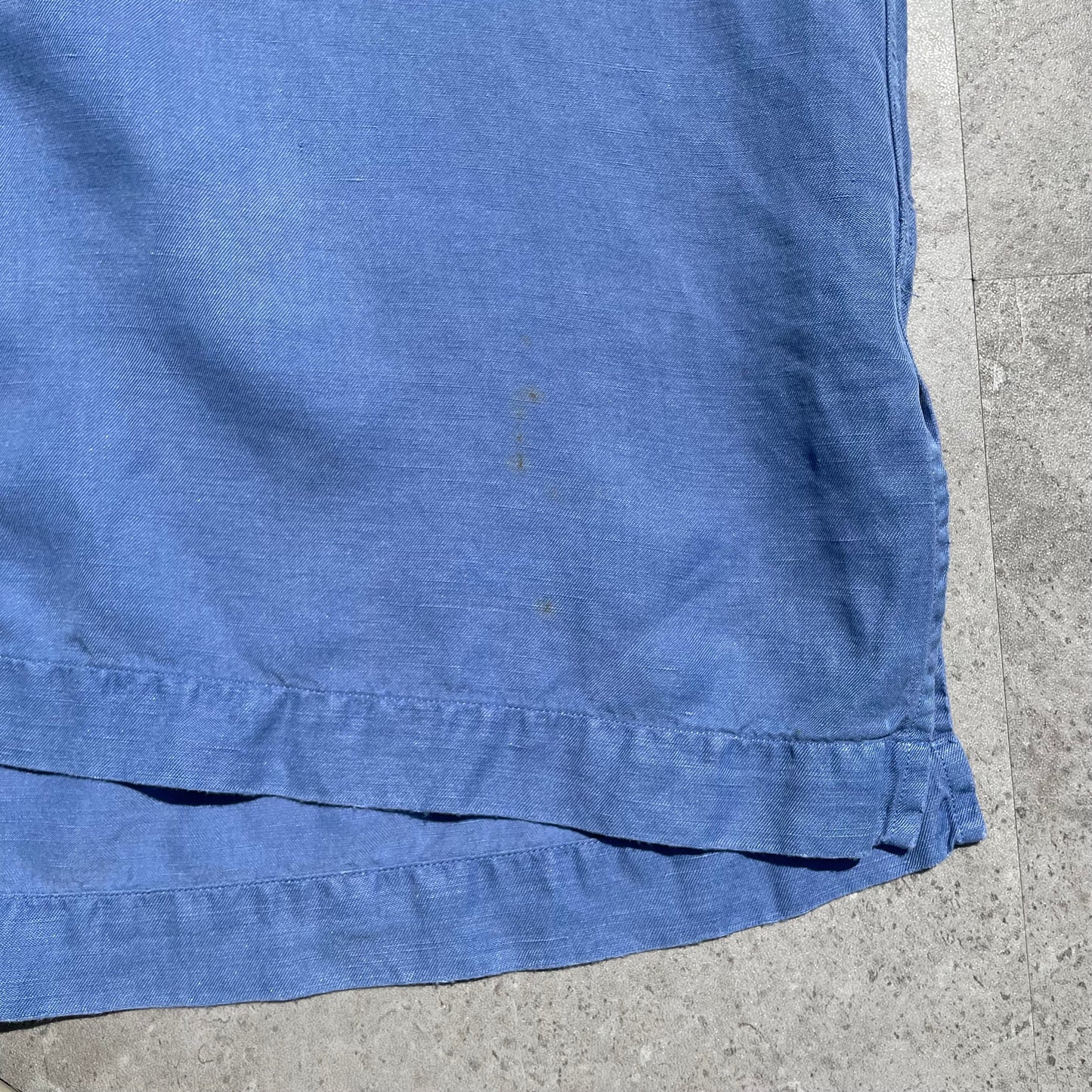 90s Ralph Lauren Caldwell Silk Linen Blue Hawaiian Shirt KiiChain Clothing