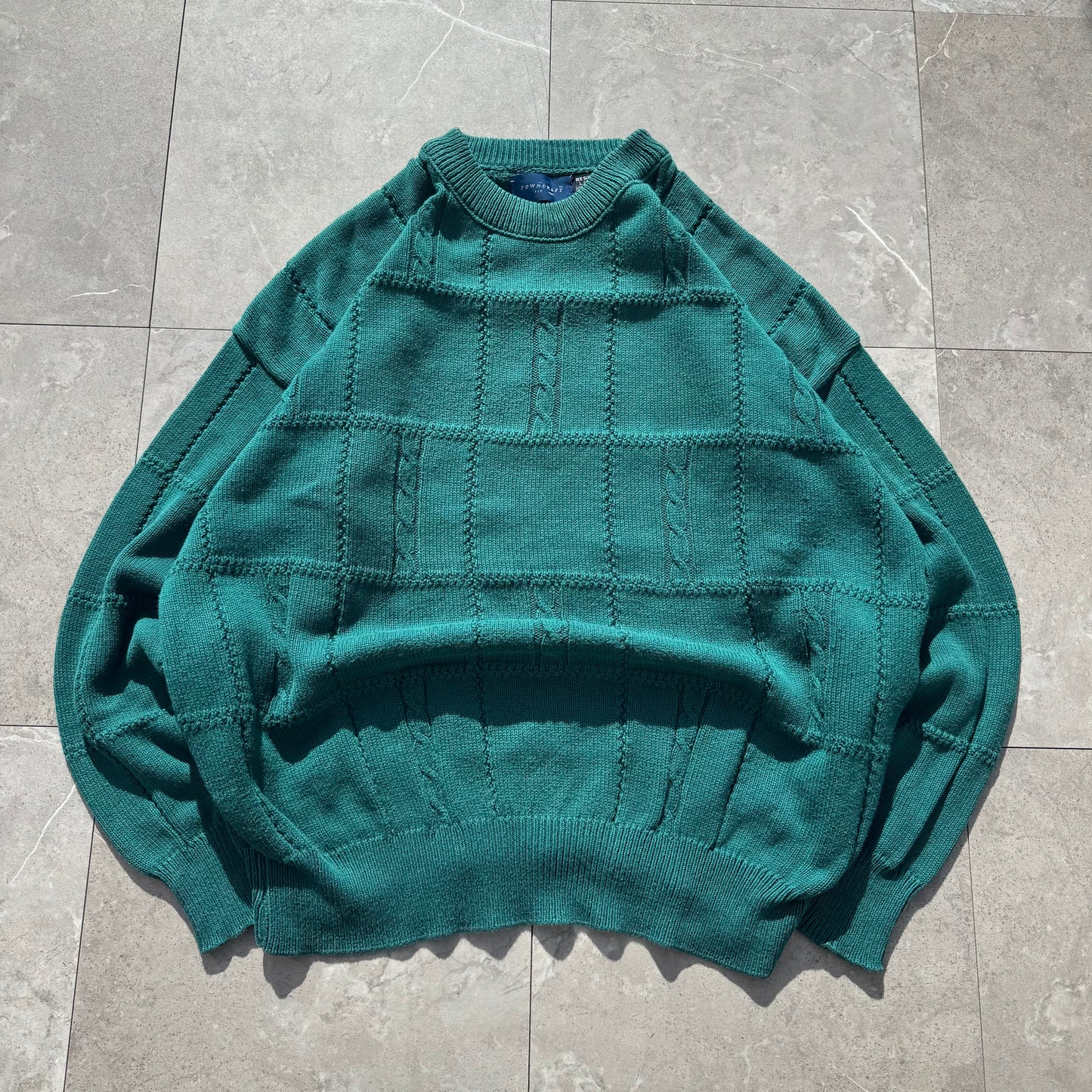 90s Towncraft Made in USA Green Cotton Design Knit