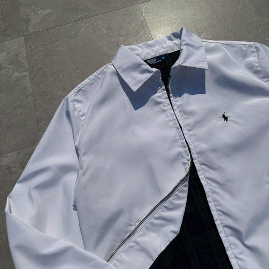 90s Ralph Lauren Rare White Polyester Flannel Lined Swing Top Jacket