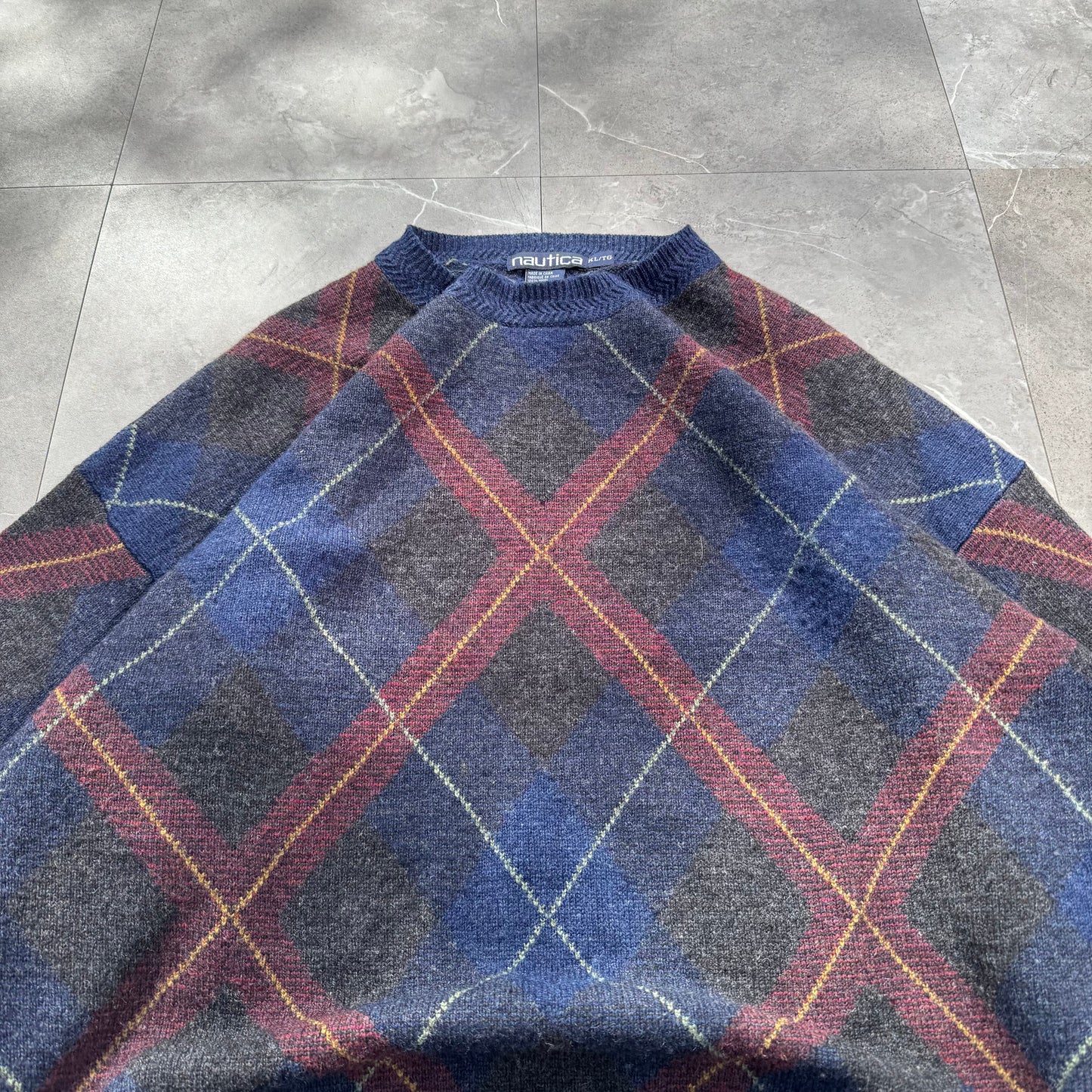 90s Nautica Wool Argyle Knit Sweater KiiChain Clothing