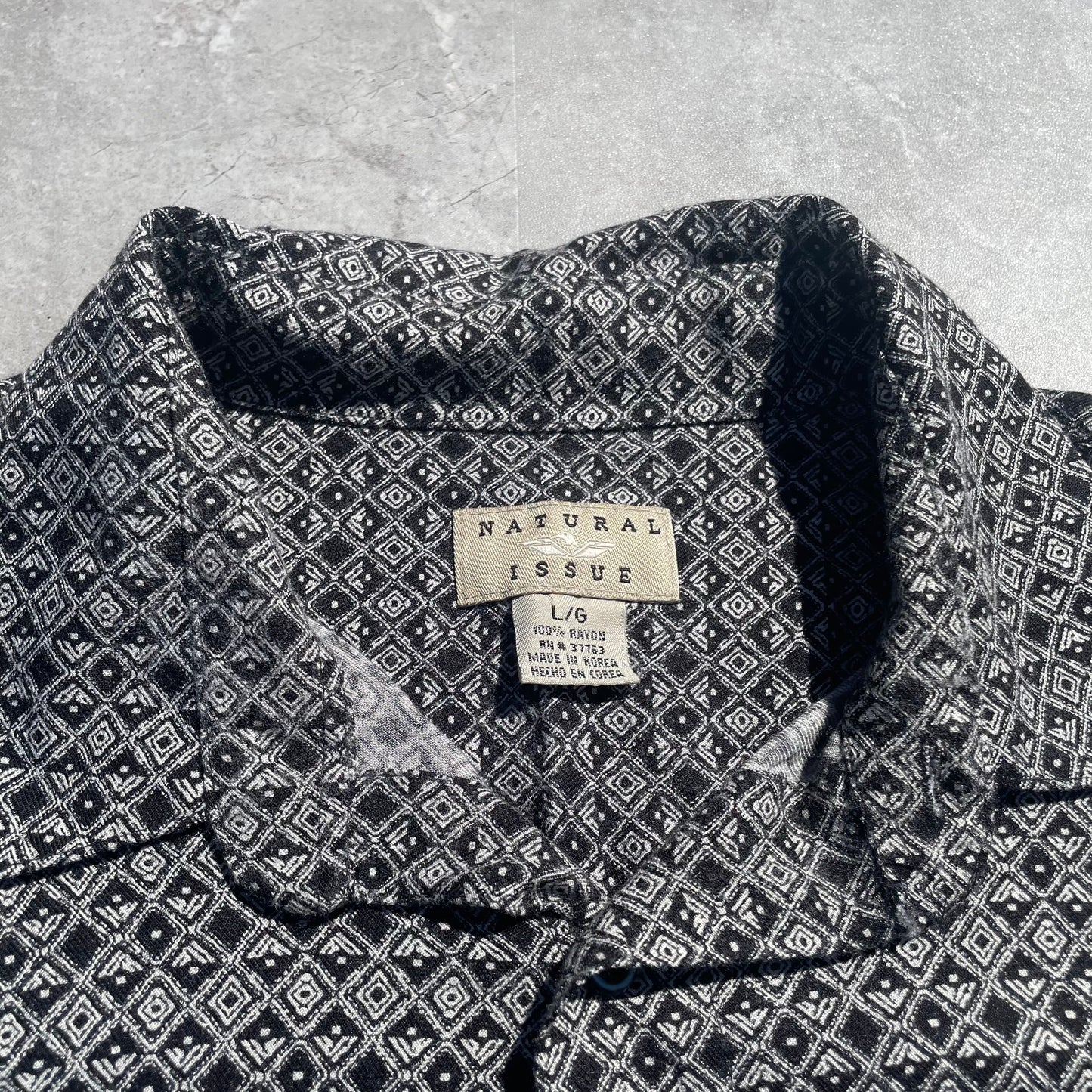 90s Natural Issue Black Pattern Short Sleeve Shirt KiiChain Clothing
