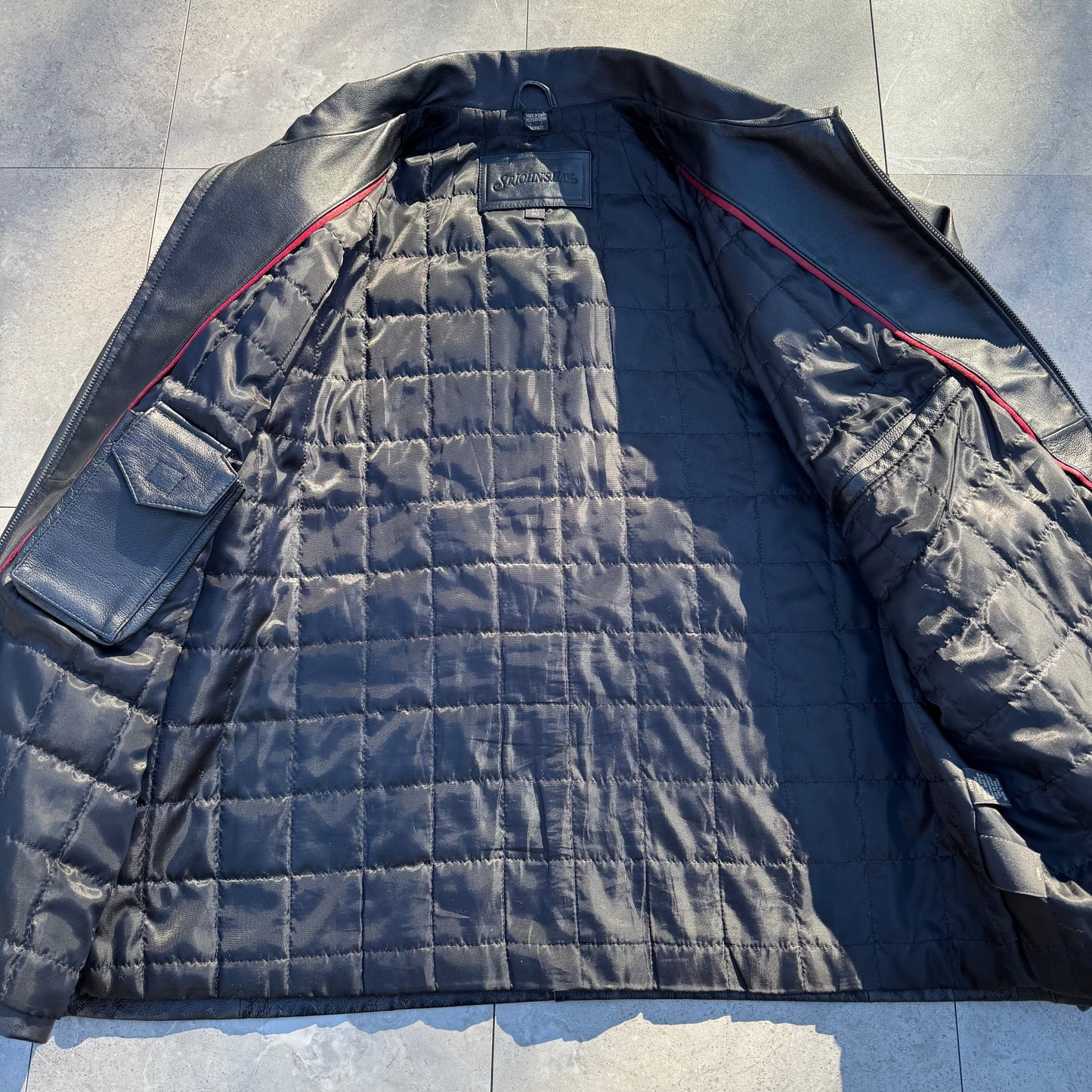 90s-00s St. John's Bay Black Leather Jacket KiiChain Clothing