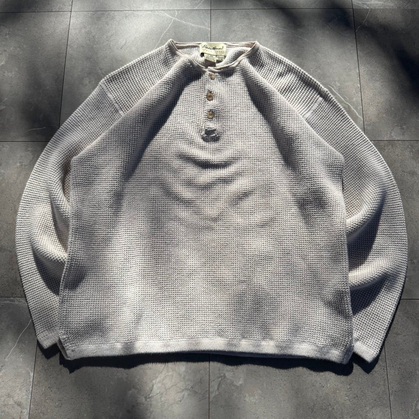 90s-00s Eddie Bauer Waffle Knit Thermal Henley KiiChain Clothing