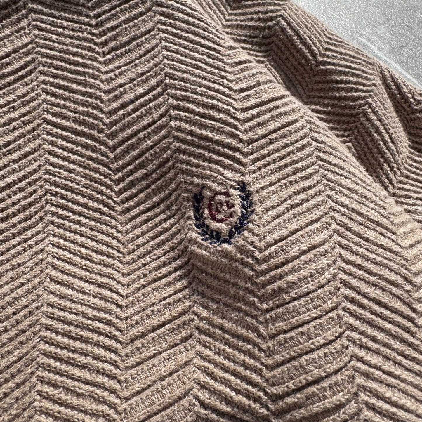 90s Chaps Ralph Lauren Brown/Beige “Hand Framed” Herringbone Knit Sweater KiiChain Clothing
