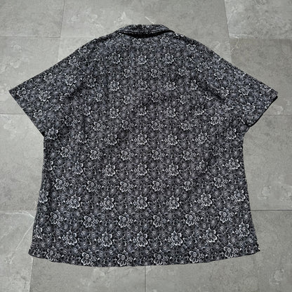 90s-00s Ralph Lauren Polo Golf Clayton Black Floral Linen x Cotton Open Collar Shirt KiiChain Clothing