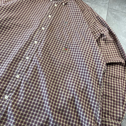 90s Tommy Hilfiger Red & Beige Checkered Long Sleeve Shirt