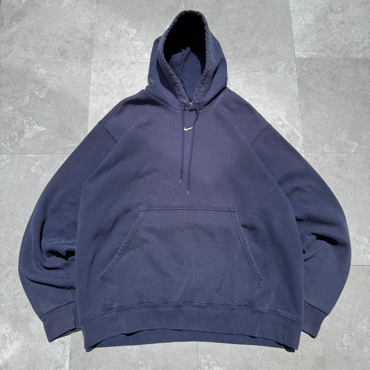 90s-00s Nike Center Logo Sun-Faded Navy Hoodie KiiChain Clothing
