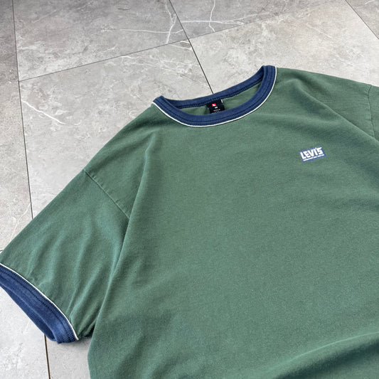 90s-00s Levi’s Green Heavyweight Made in USA Ringer T-Shirt