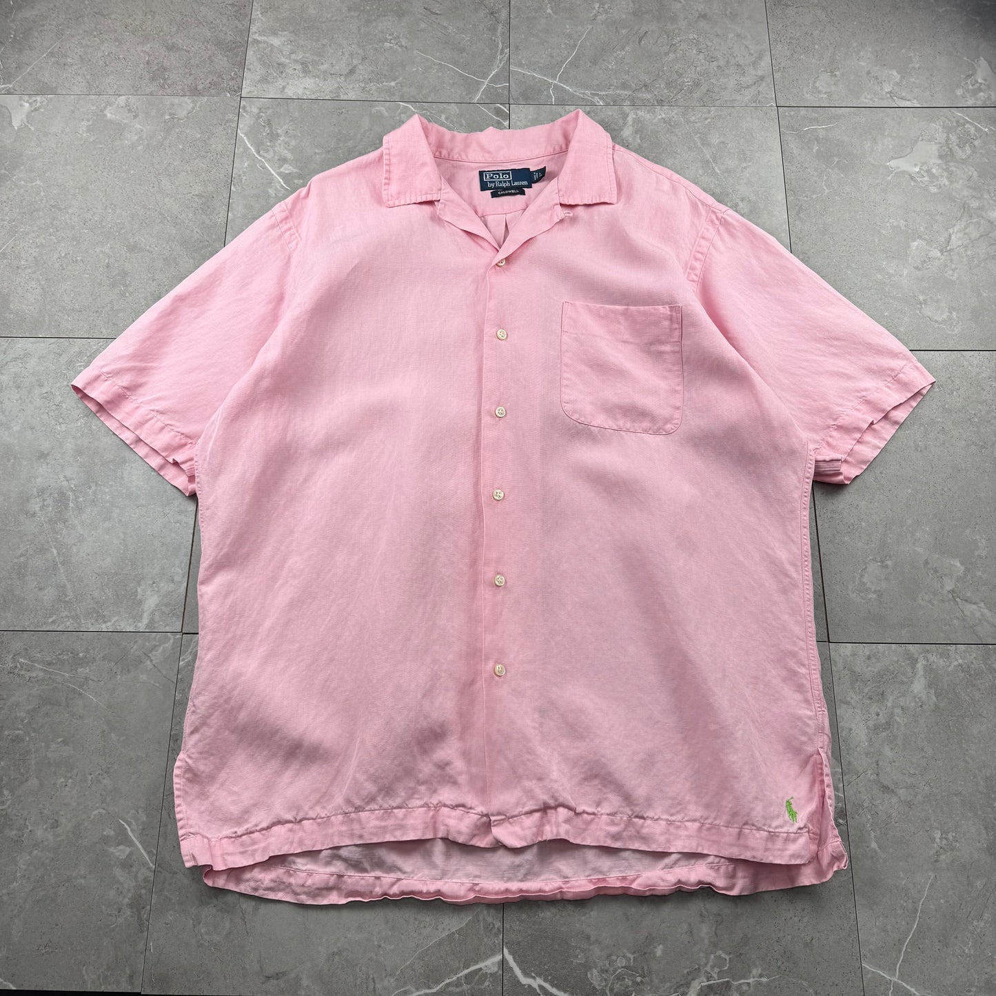 00s Polo by Ralph Lauren Caldwell Pink Linen x Silk Open Collar Shirt