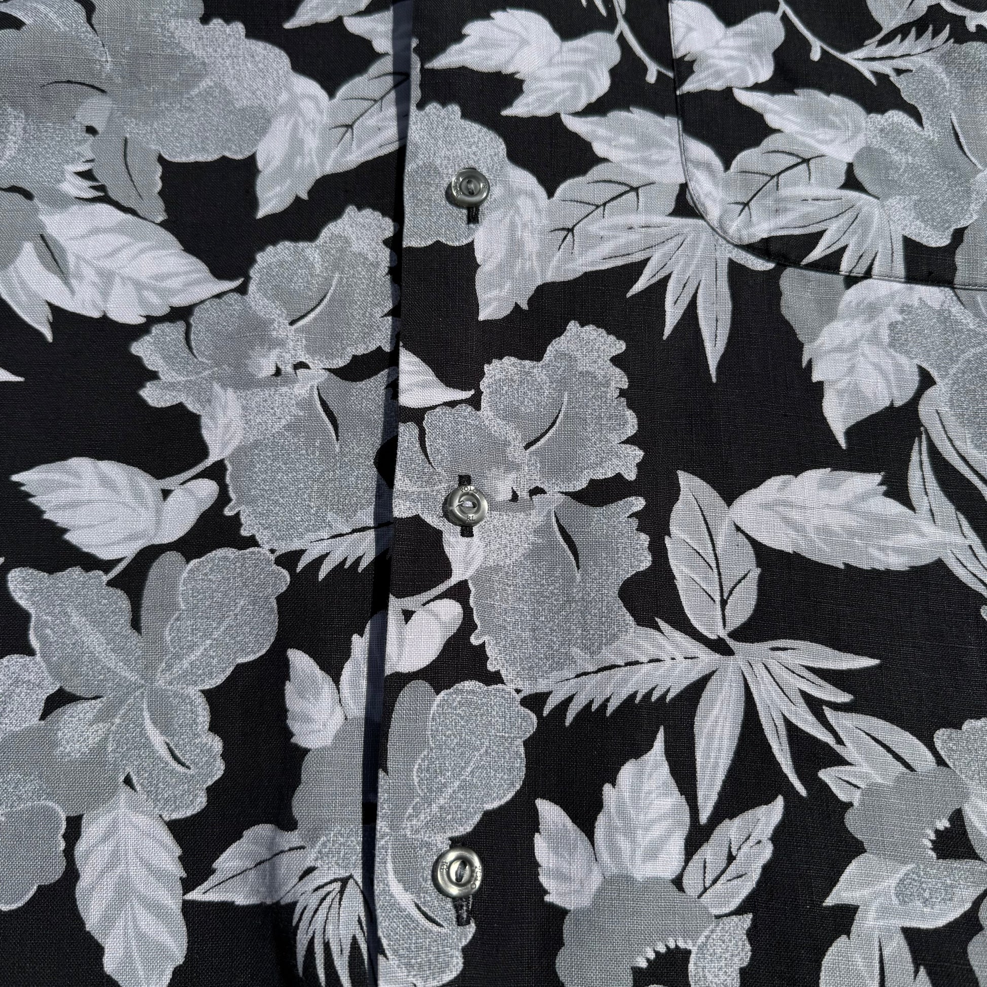 90s-00s Ralph Lauren “Forrest” 100% Linen Black Floral Open Collar Shirt KiiChain Clothing