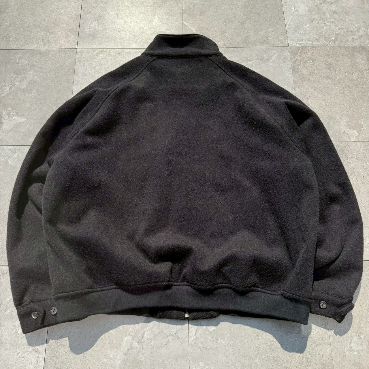 90s-00s Ralph Lauren Black Checkered Lined Wool Harrington Jacket