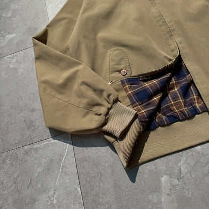 70s-80s Izod x Lacoste Beige Tan Flannel Lined Harrington Jacket