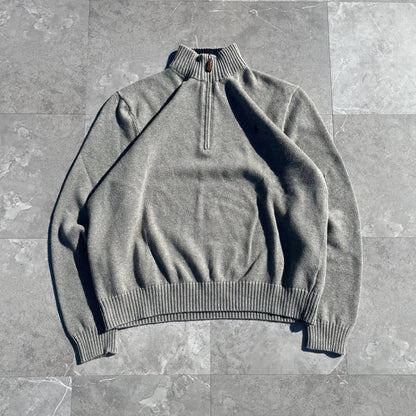 90s Ralph Lauren “Exclusive of Decoration” Gray Half-Zip Knit Pullover