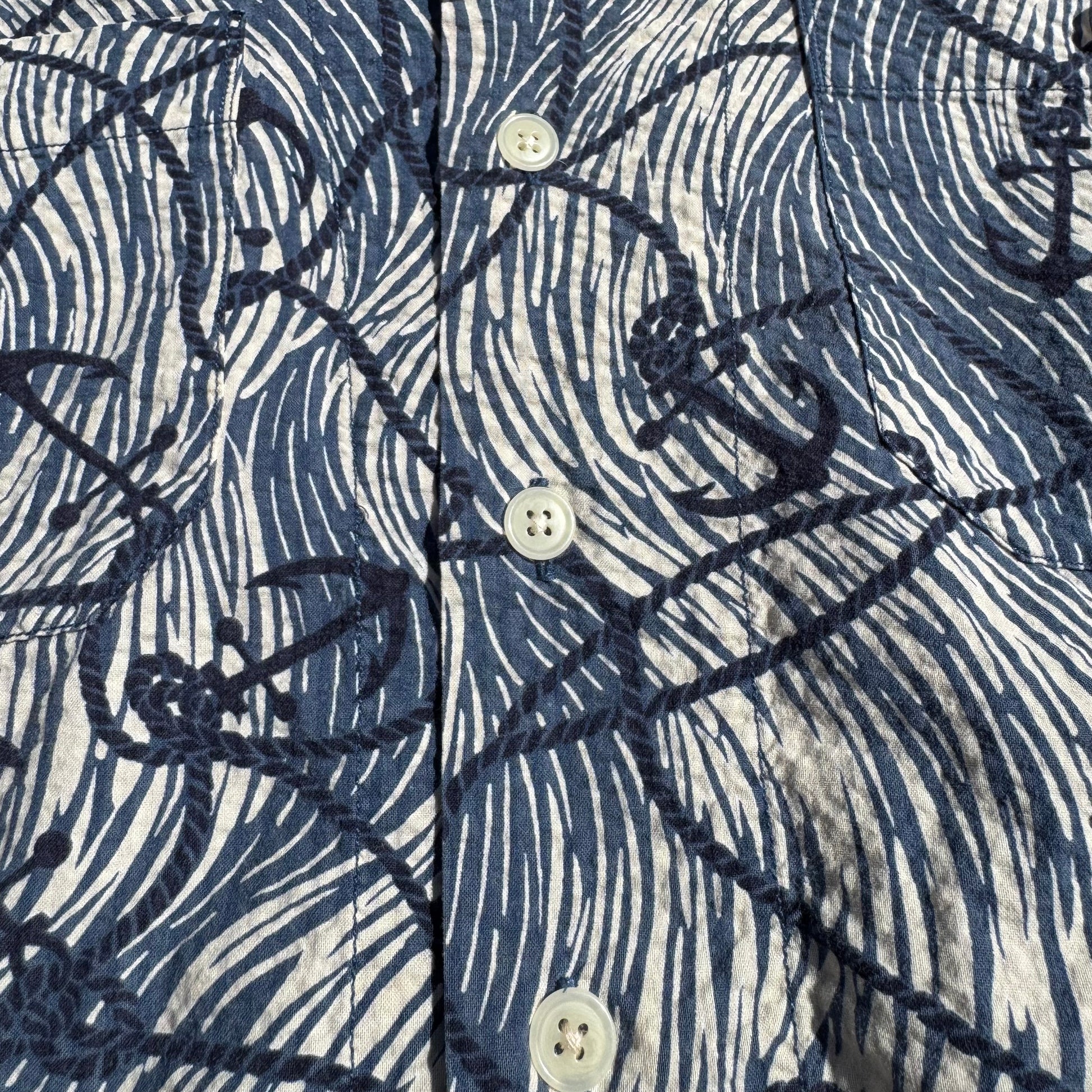 90s-00s Ralph Lauren Polo Sport Anchor Pattern Seersucker Open Collar Shirt KiiChain Clothing