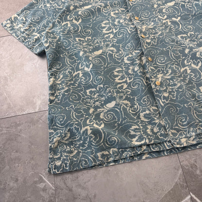 90s Polo by Ralph Lauren Light Blue Paisley Open Collar Shirt