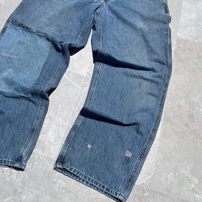 90s Carhartt Repaired Double-Knee Denim Work Pants 36x30